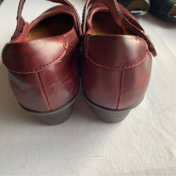 Earth Red-Burgundy Leather Clover Mary Jane Shoes Size 7.5 Boho Academia - Picture 3 of 9